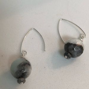 Sterling and natural gem bead earrings grays